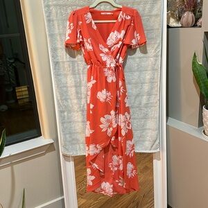 High-Low coral summer dress